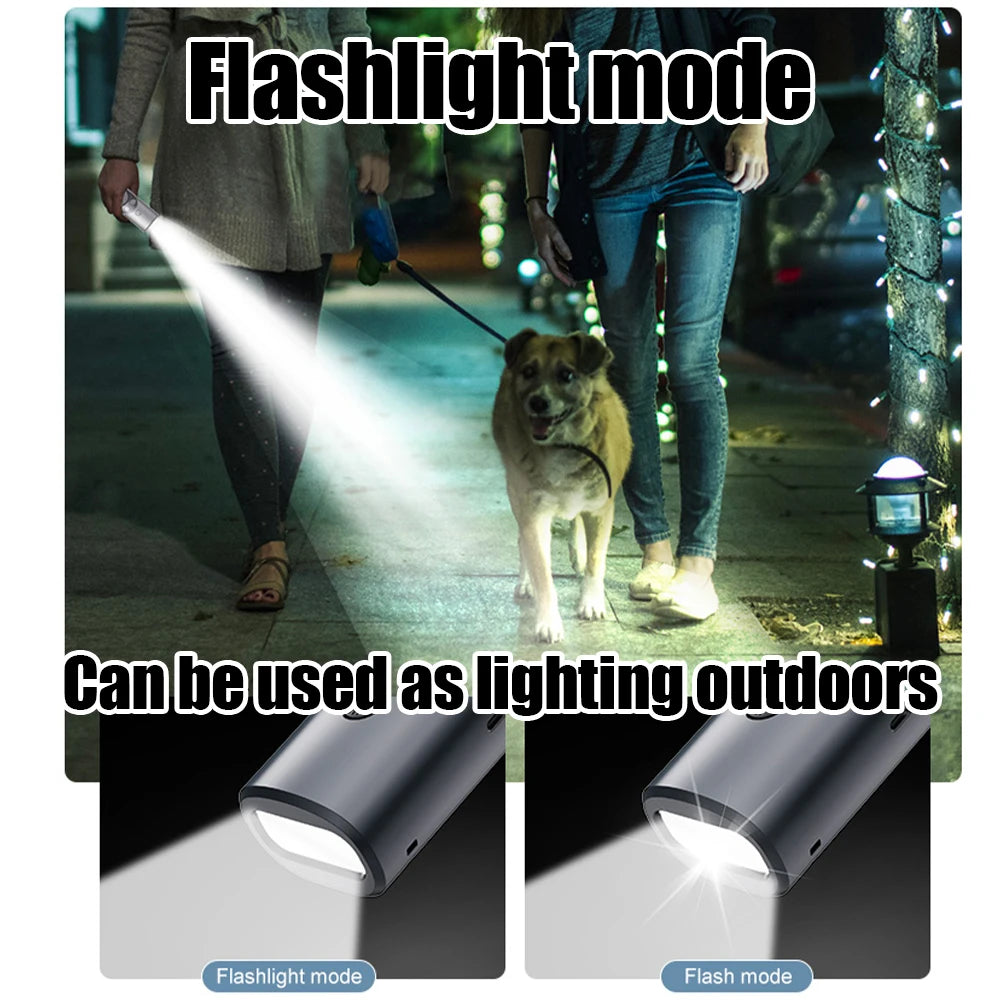 3-Head Ultrasonic Dog Repeller 30ft Range Anti-Barking Trainer with LED Flashlight
