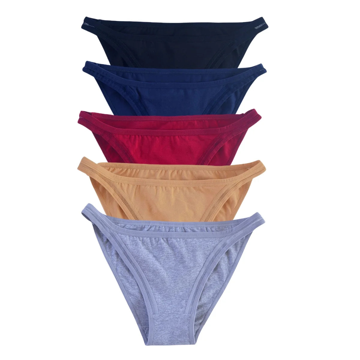 CowLost | product_id-5pcs-women-s-cotton-low-rise-breathable-solid-color-briefs-m-xl |27