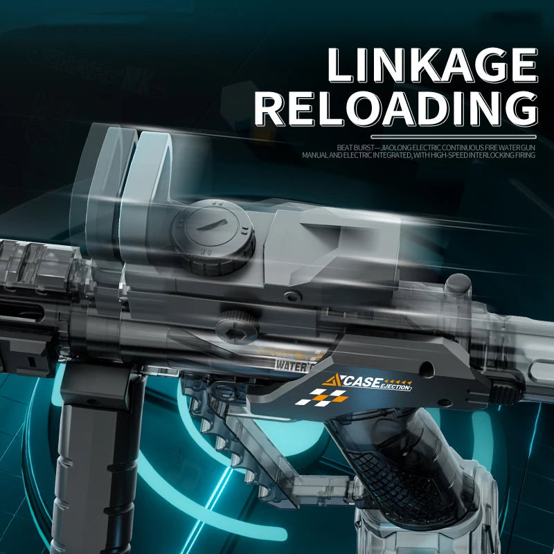 Long Range Electric Water Gun Toy with Automatic Sensor and Muzzle Flame for Kids