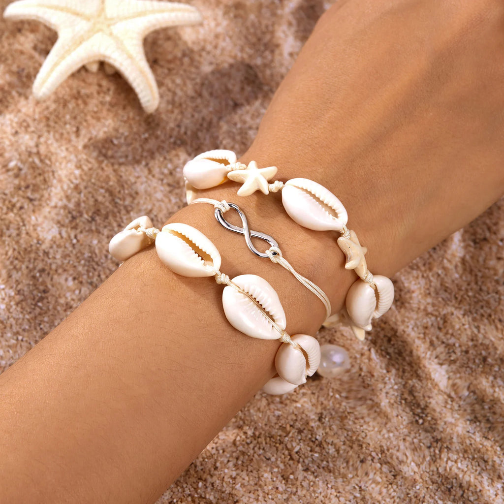CowLost | summer-bohemian-flower-starfish-sea-turtle-pendant-bracelets-set-for-women-polymer-clay-colorful-beaded-bangle-beach-jewelry |3