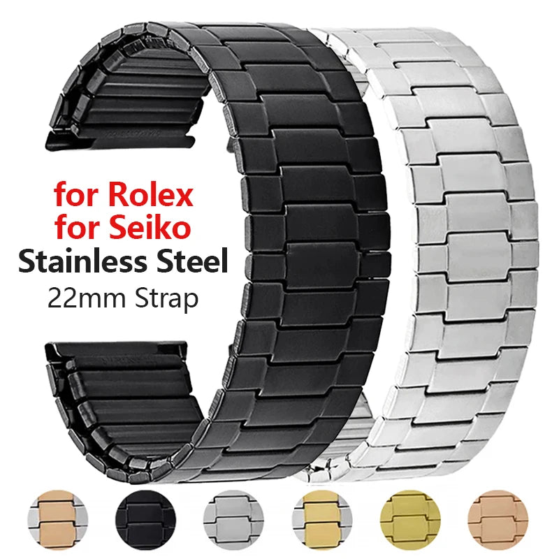 CowLost | product_id-3-bead-stainless-steel-22mm-elastic-watchband-universal-strap-for-rolex-seiko-huawei |1