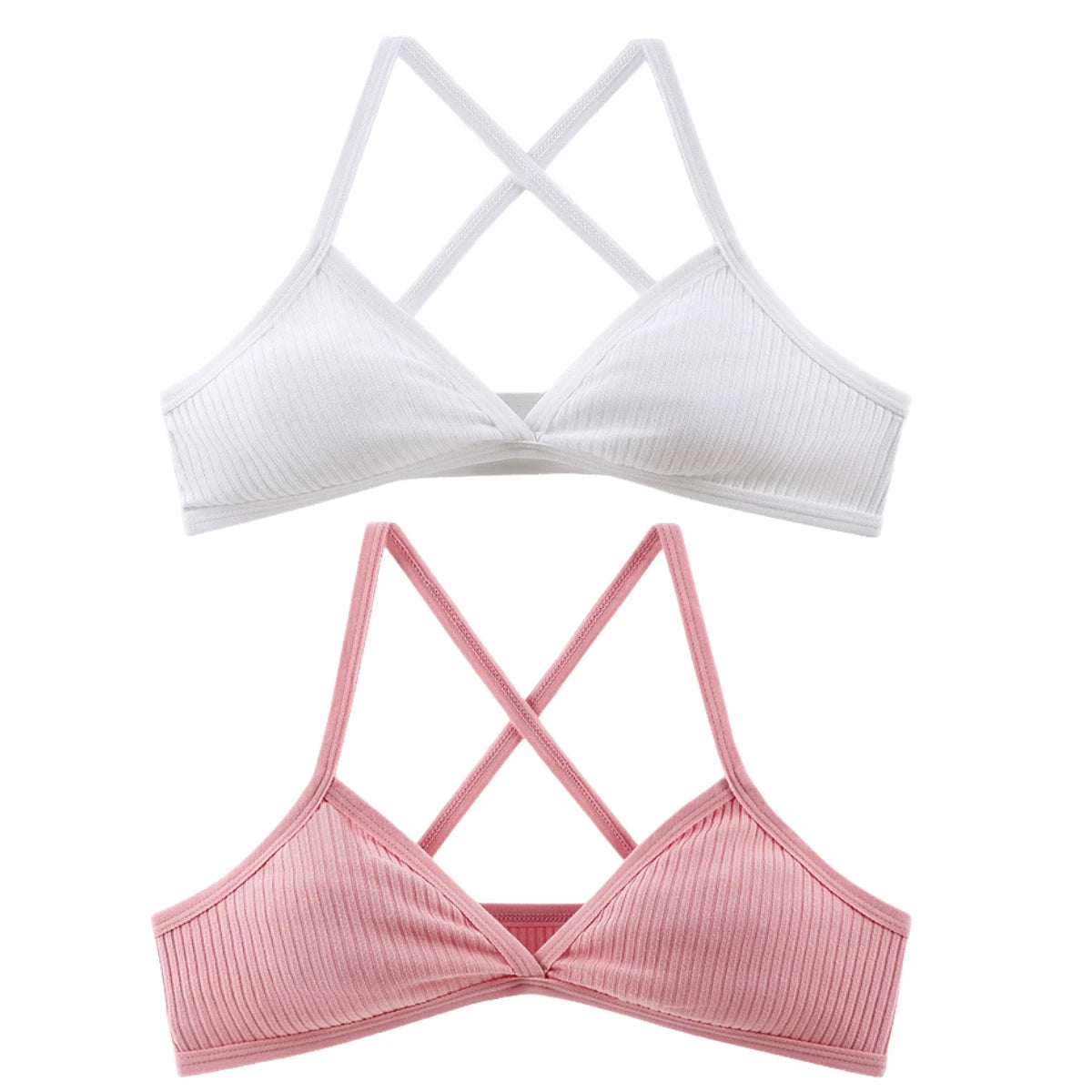 CowLost | product_id-2pcs-wireless-v-neck-1-3-cup-push-up-bras-for-women-breathable |16
