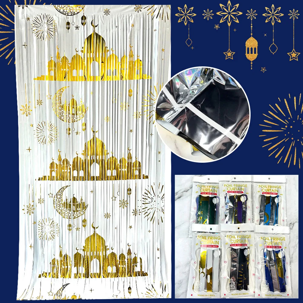 CowLost | eid-mubarak-foil-curtain-backdrop-metallic-tinsel |2