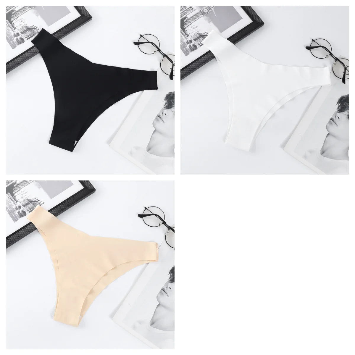 CowLost | product_id-3pcs-women-ice-silk-seamless-low-rise-v-waist-quick-dry-briefs-s-l |30