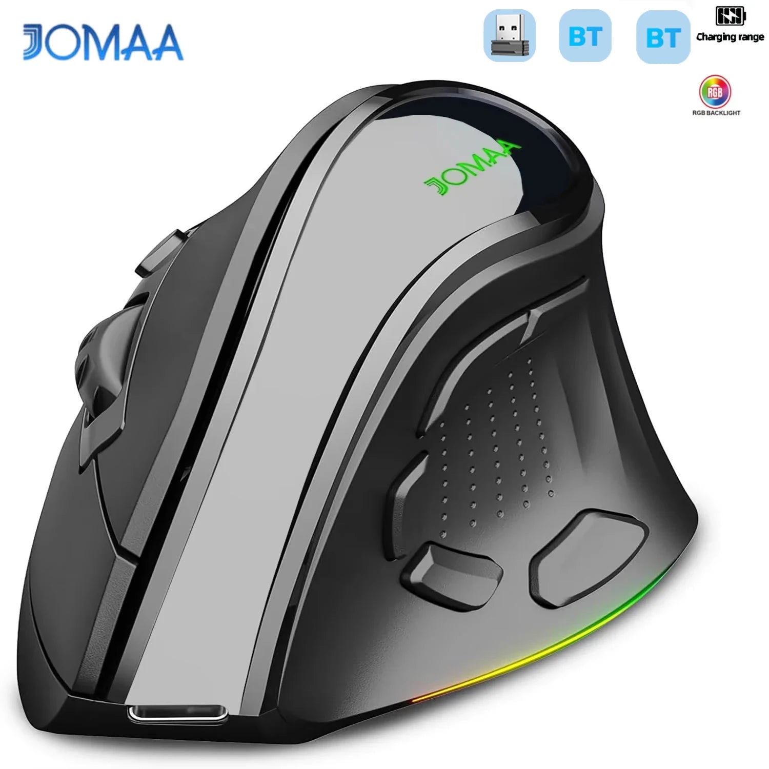 CowLost | jomaa-rgb-rechargeable-wireless-ergonomic-mouse-5-side-buttons-bluetooth-2-4g-wireless-mice-for-pc-computer-notebook-laptop |1