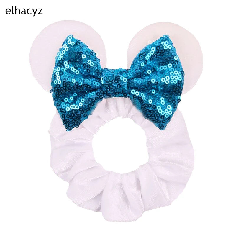 CowLost | mouse-ears-sequins-bow-women-velvet-scrunchies |43