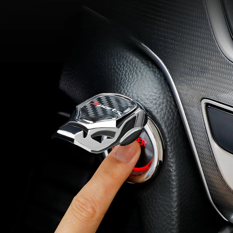 CowLost | 1pc-carbon-fiber-patterned-car-one-key-start-protective-cover-decorative-sticker-for-ignition-switch-button-interior-accessories |5