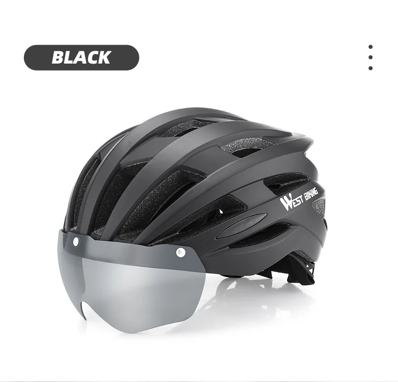 CowLost | west-biking-integrated-ultralight-bike-helmet-with-taillight-goggle-men-women-cycling-safety-hat-mtb-road-bike-motorcycle-helmet |50