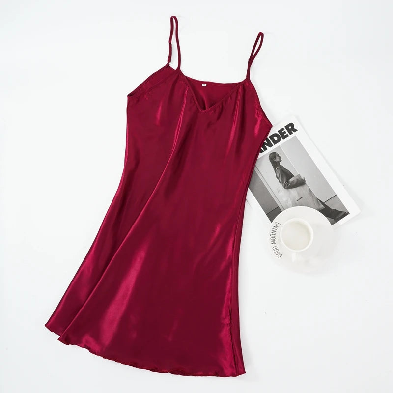 CowLost | sexy-pajamas-womens-faux-silk-suspender-nightdress |13