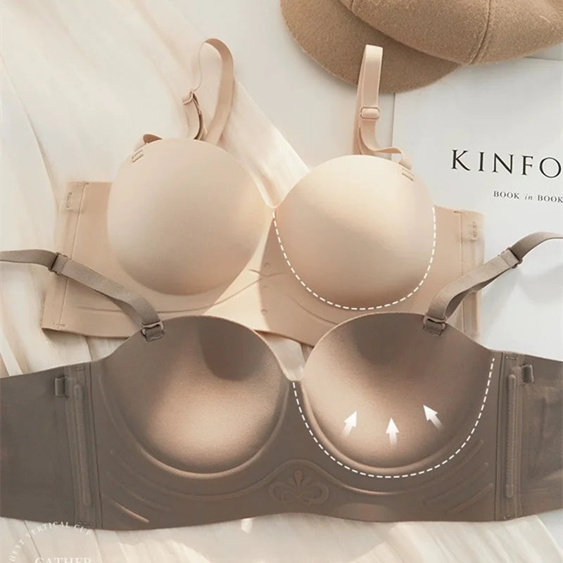 CowLost | product_id-seamless-strapless-half-cup-wire-free-push-up-bra-for-women |4