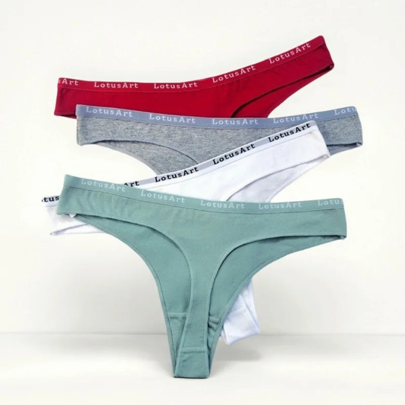 CowLost | product_id-3pcs-women-s-cotton-low-rise-seamless-breathable-g-string-panties-set |1