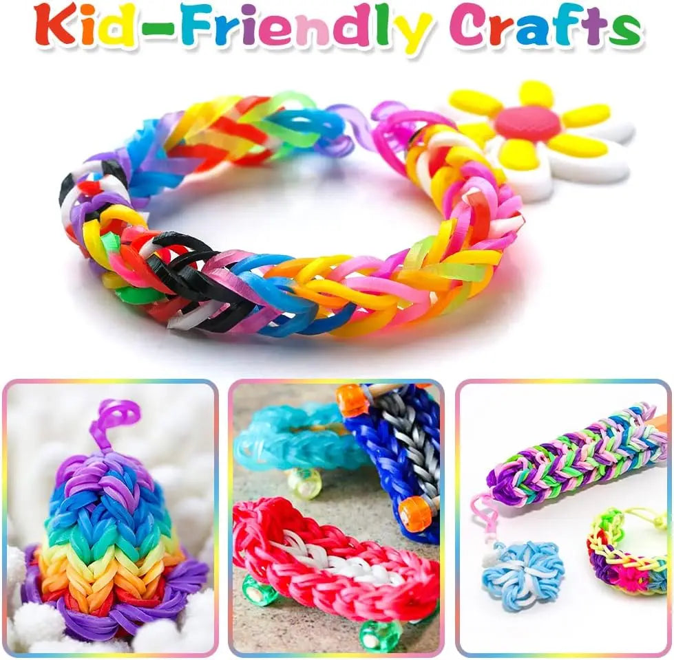 600pcs Silicone Rubber Loom Bands DIY Bracelets Hair Ties Craft Kit Party Gift