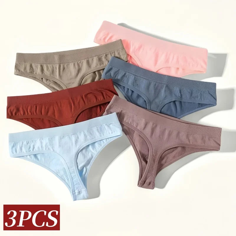 CowLost | product_id-3pcs-women-s-seamless-low-waist-g-string-thong-panties-m-xl |2
