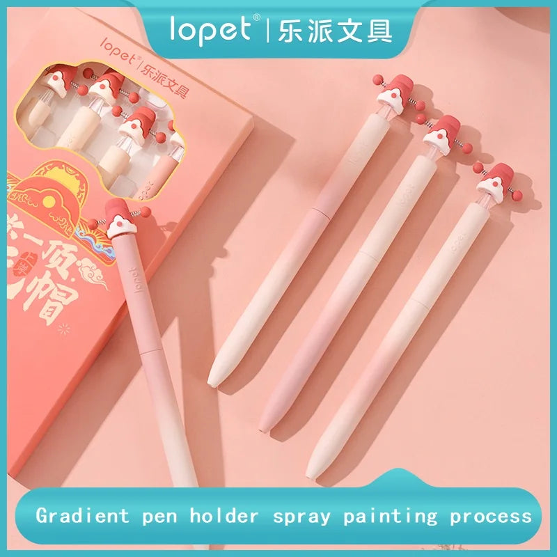 CowLost | product_id-4pcs-lopet-kawaii-lucky-hat-gel-pens-0-5mm-st-tip-quick-drying-refillable-large-capacity-ideal-for-school-exams |1