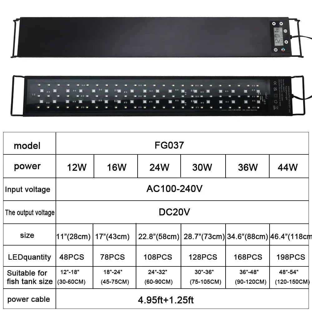 CowLost | toys-leewince-30-60cm-fish-tank-led-full-spectrum-24-7-lighting-ip68-waterproof |6