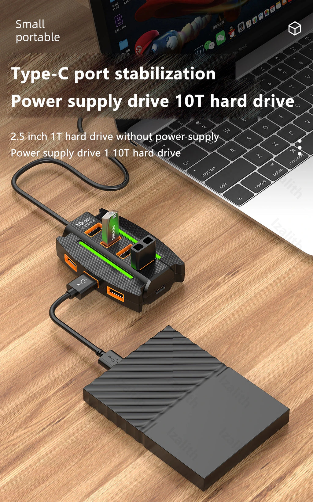 CowLost | usb-hub-10-port-usb-2-0-usb-splitter-card-reader |12