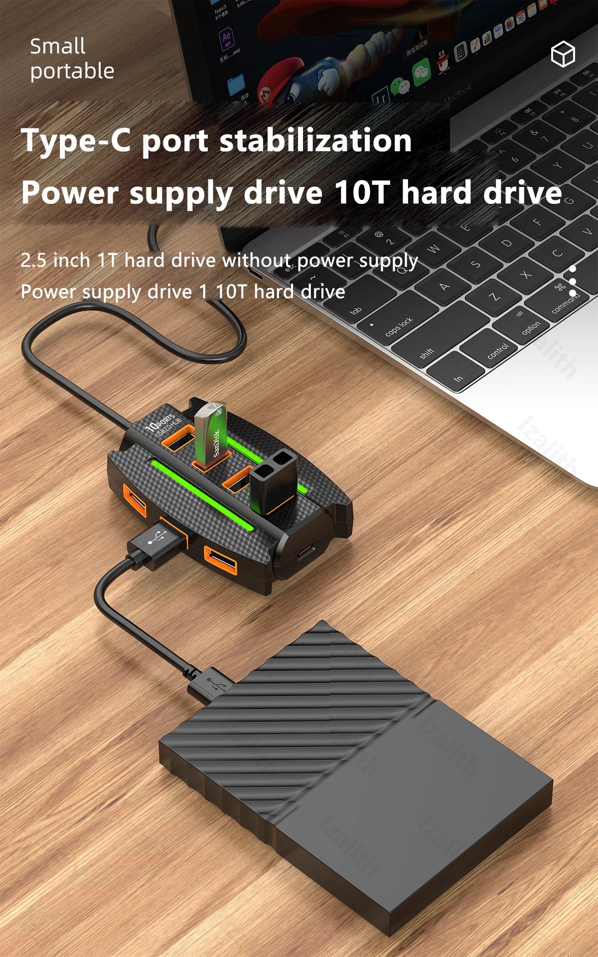 CowLost | usb-hub-10-port-usb-2-0-usb-splitter-card-reader |12
