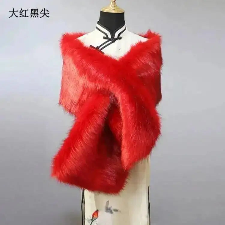 CowLost | 32-colors-165-30cm-women-luxury-warm-faux-fox-fur-shawl-winter-ladies-plush-scarf |33