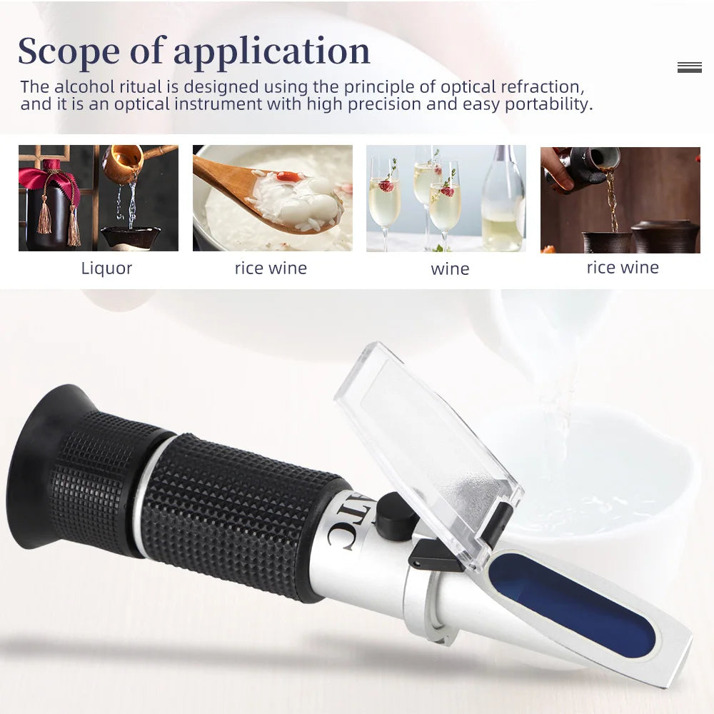 Handheld 0-80% Alcohol Refractometer ATC for Liquor and Spirits Concentration Testing