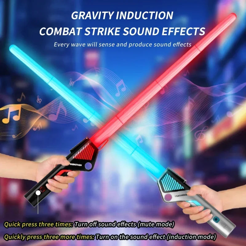 Children's Colorful Telescopic Glowing Music Laser Sword 2-in-1 Rotating Light Toy
