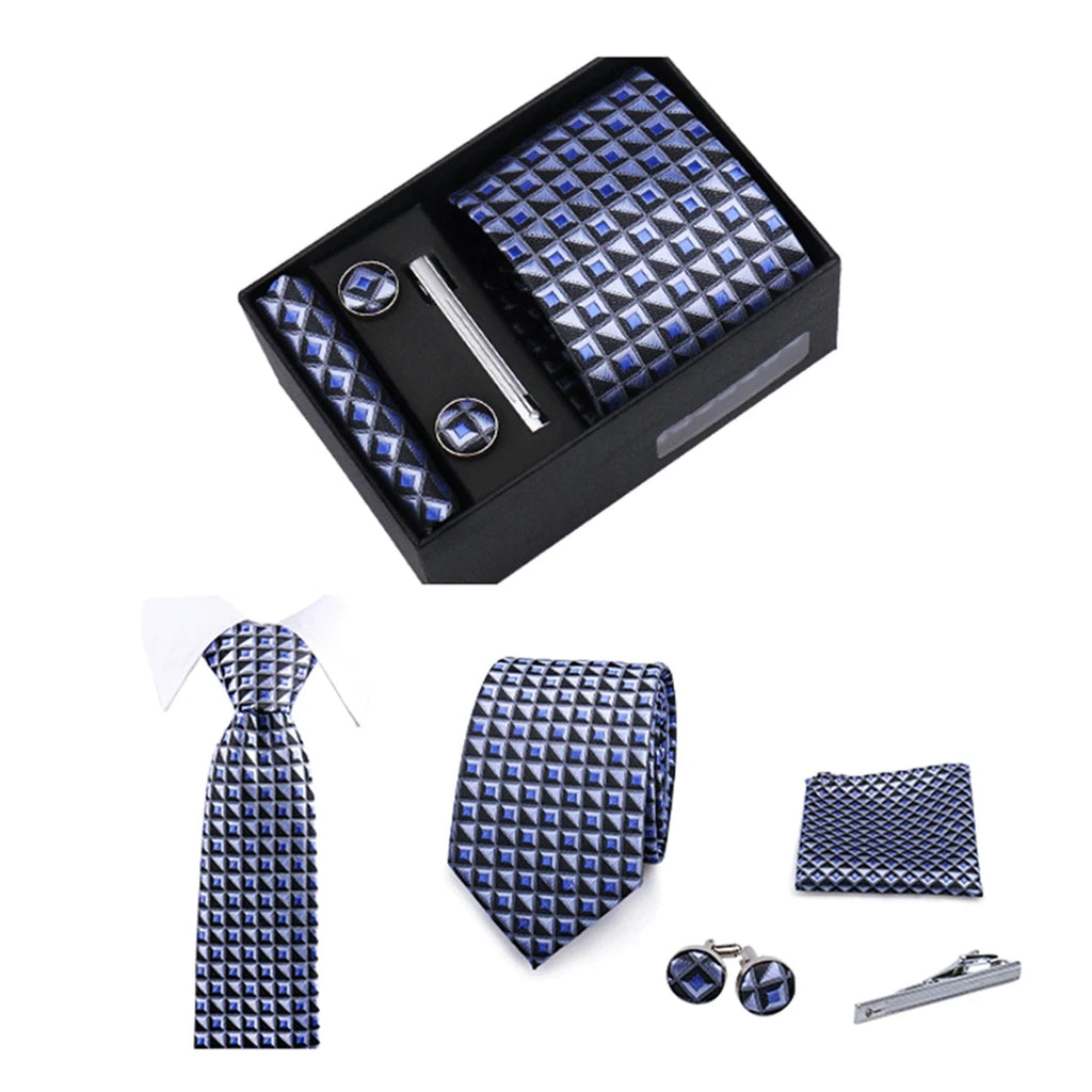 CowLost | tie-men-with-box-top-quality-business-ties-hanky-cufflink-set |2