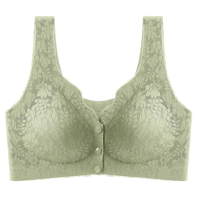 CowLost | product_id-womens-wireless-front-buckle-lace-thin-cup-gathered-sports-bra-vest-large |15