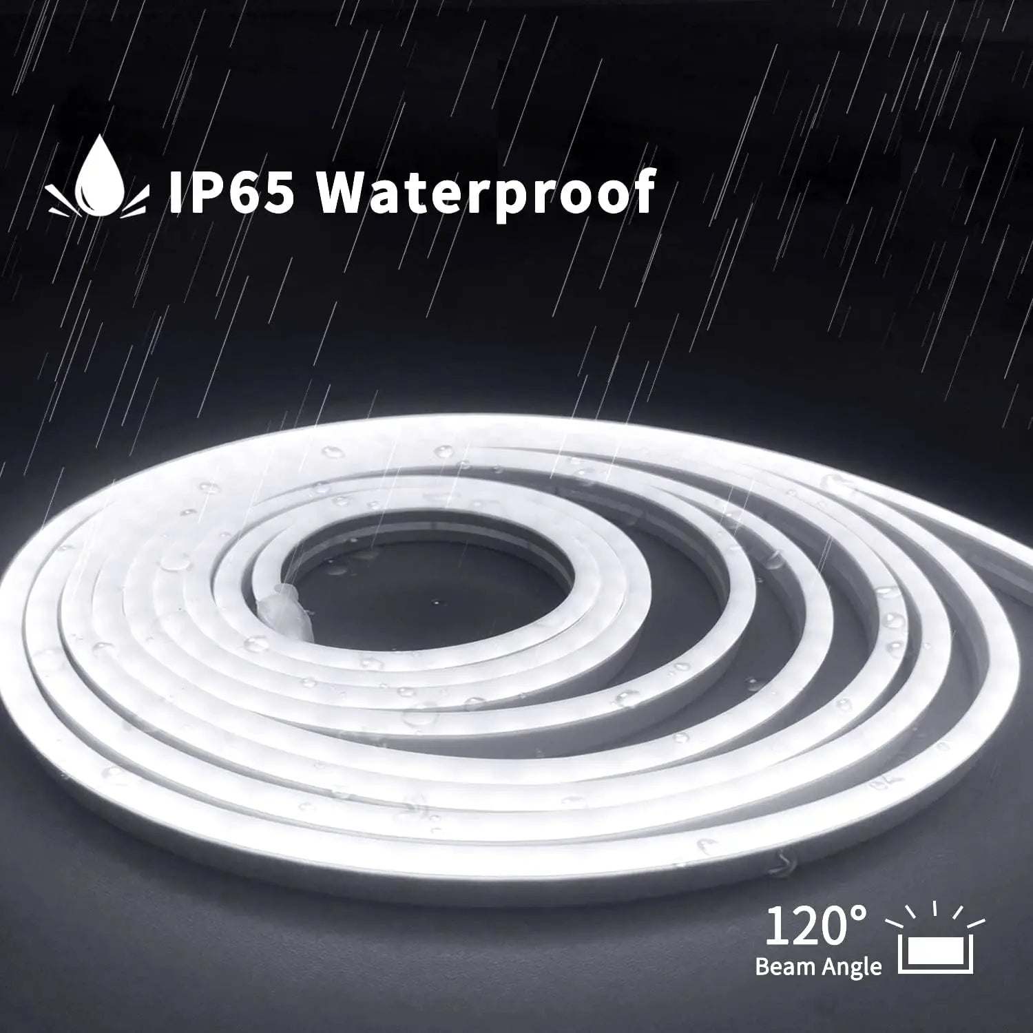 10M Warm White Neon LED Strip 120 LEDs/m IP65 Waterproof Cuttable for Indoor Outdoor Decor