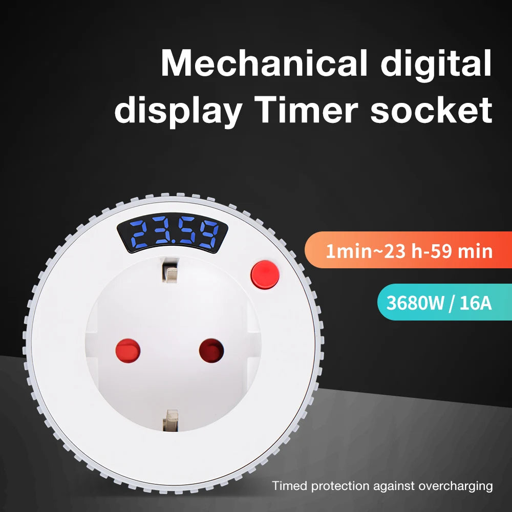 Tuya WiFi Smart Timer Socket with LCD Display and Countdown Switch