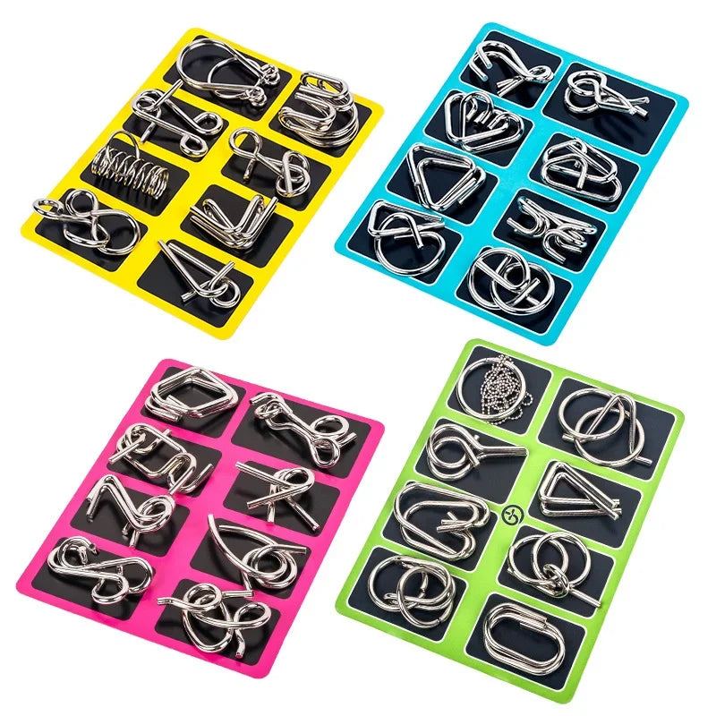 8-Piece Metal Montessori Wire Brain Teaser Puzzle Set for Kids and Adults