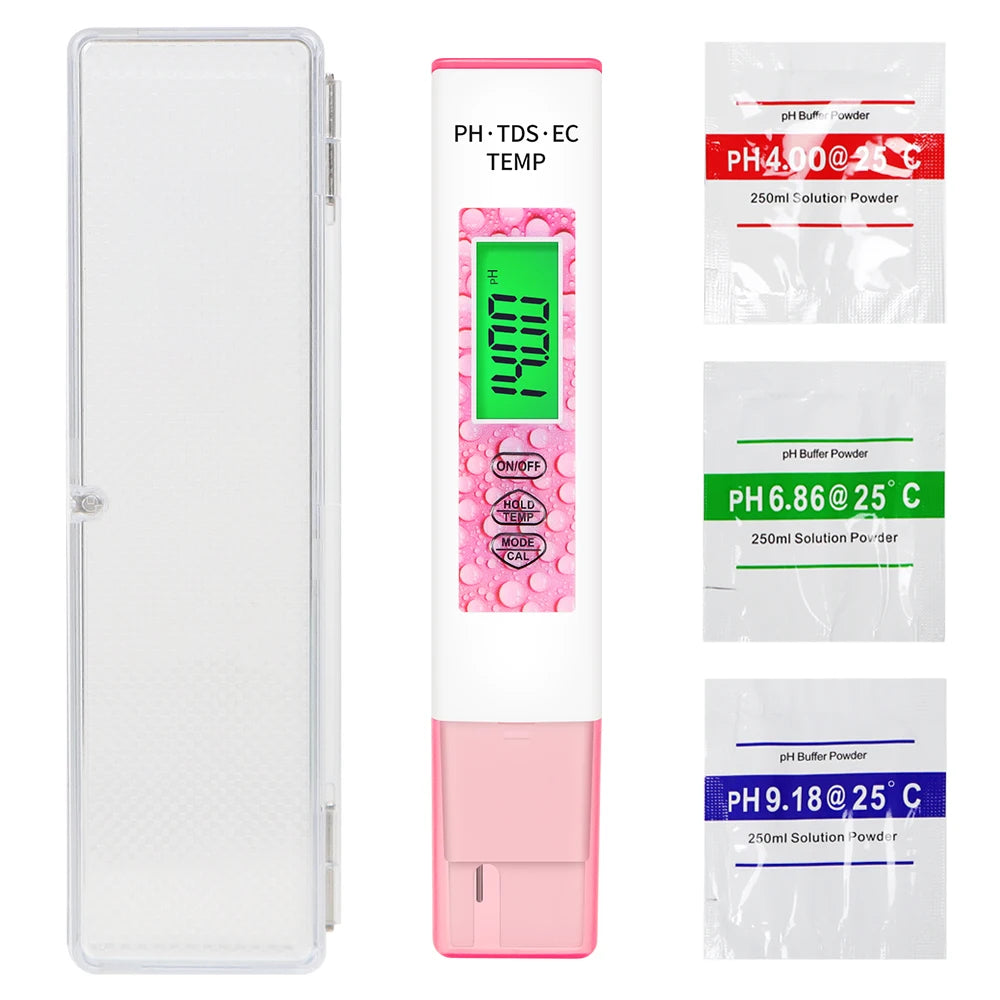 4-in-1 Digital PH Meter Water Quality Tester PH TDS EC TEMP Pen with High-Sensitivity Probe