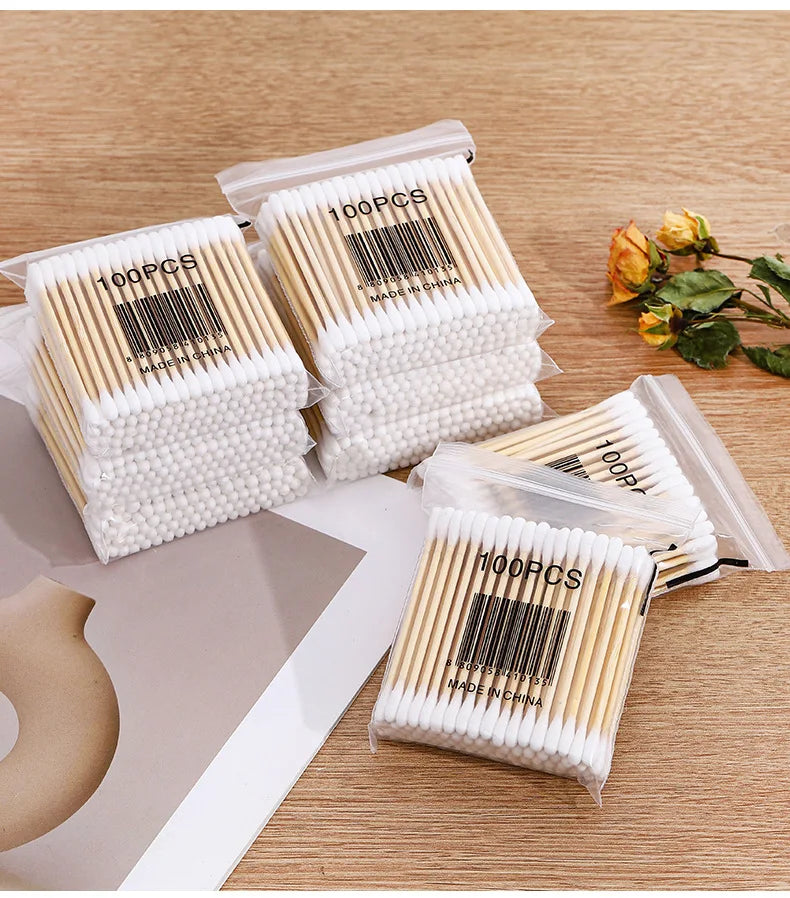 CowLost | 500pcs-double-head-wood-cotton-swab-nose-ears-cleaning |16