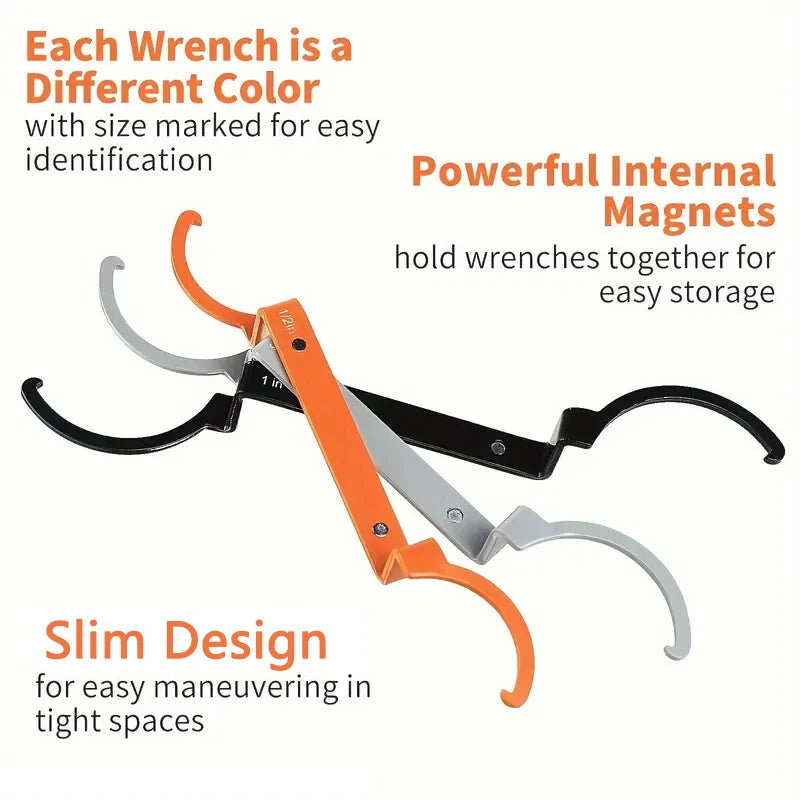 CowLost | 3pcs-conduit-lockout-wrench-set-1-2-3-4-and-1-multipurpose-sink-plumber-spanner-for-pipe-maintenance-mechanical-operation |2
