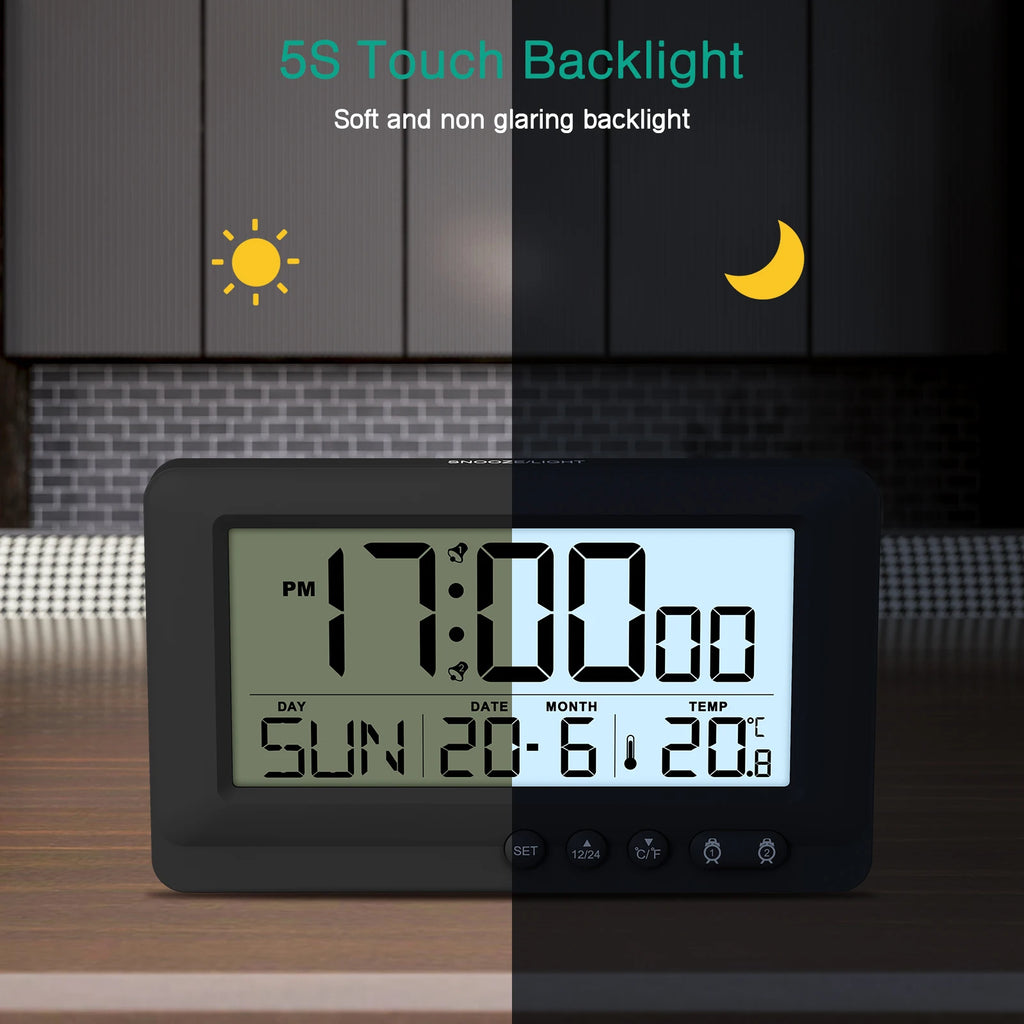 ORIA Digital Travel Alarm Clock with LCD, Dual Alarms & Calendar for Bedroom Office