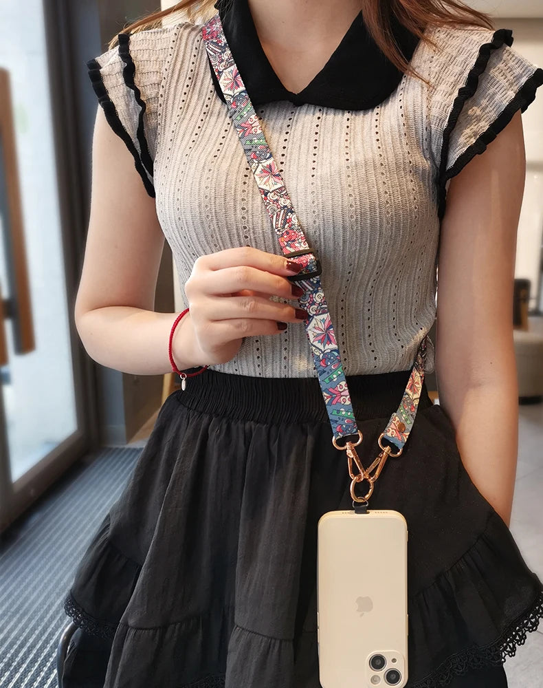 CowLost | uncategorized-adjustable-graffiti-pattern-long-crossbody-phone-lanyard |16