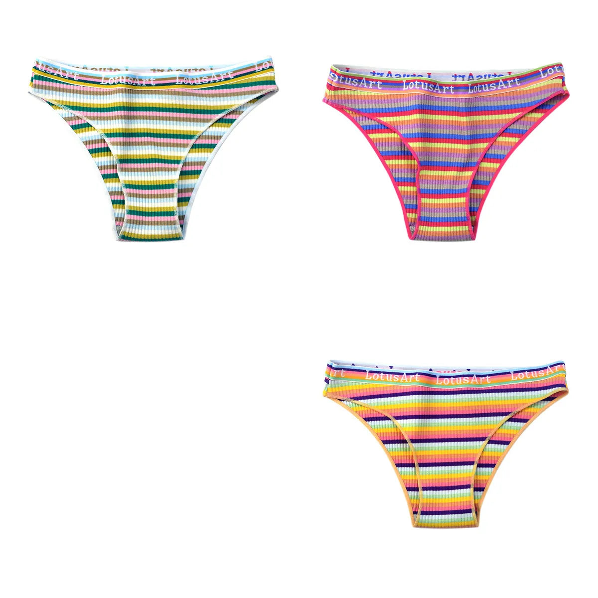 CowLost | product_id-3pcs-women-s-low-waist-striped-cotton-briefs-m-xxl-breathable-panties |30