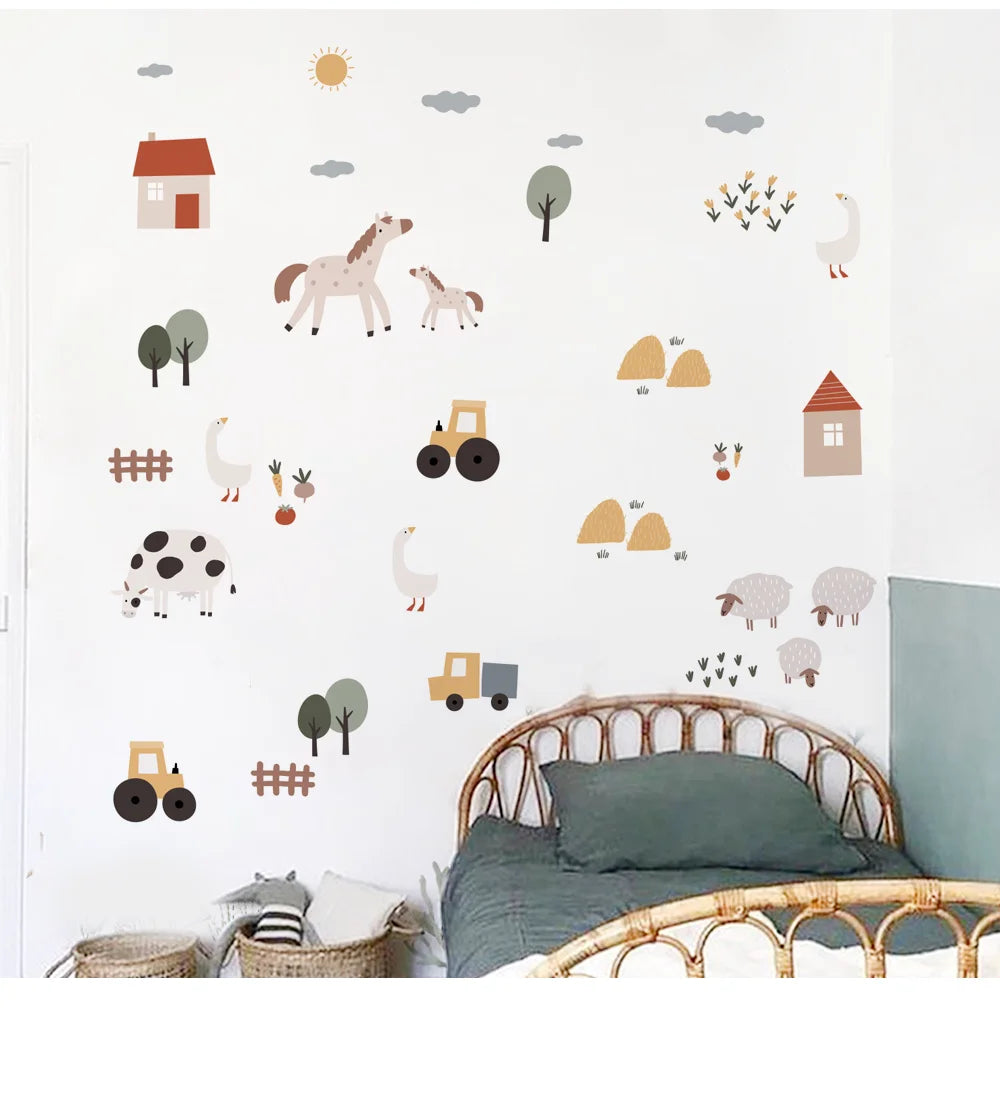CowLost | wall-decals-product_id-boho-cartoon-cute-cow-farm-animal-vinyl-wall-sticker-removable-nursery-decal |8