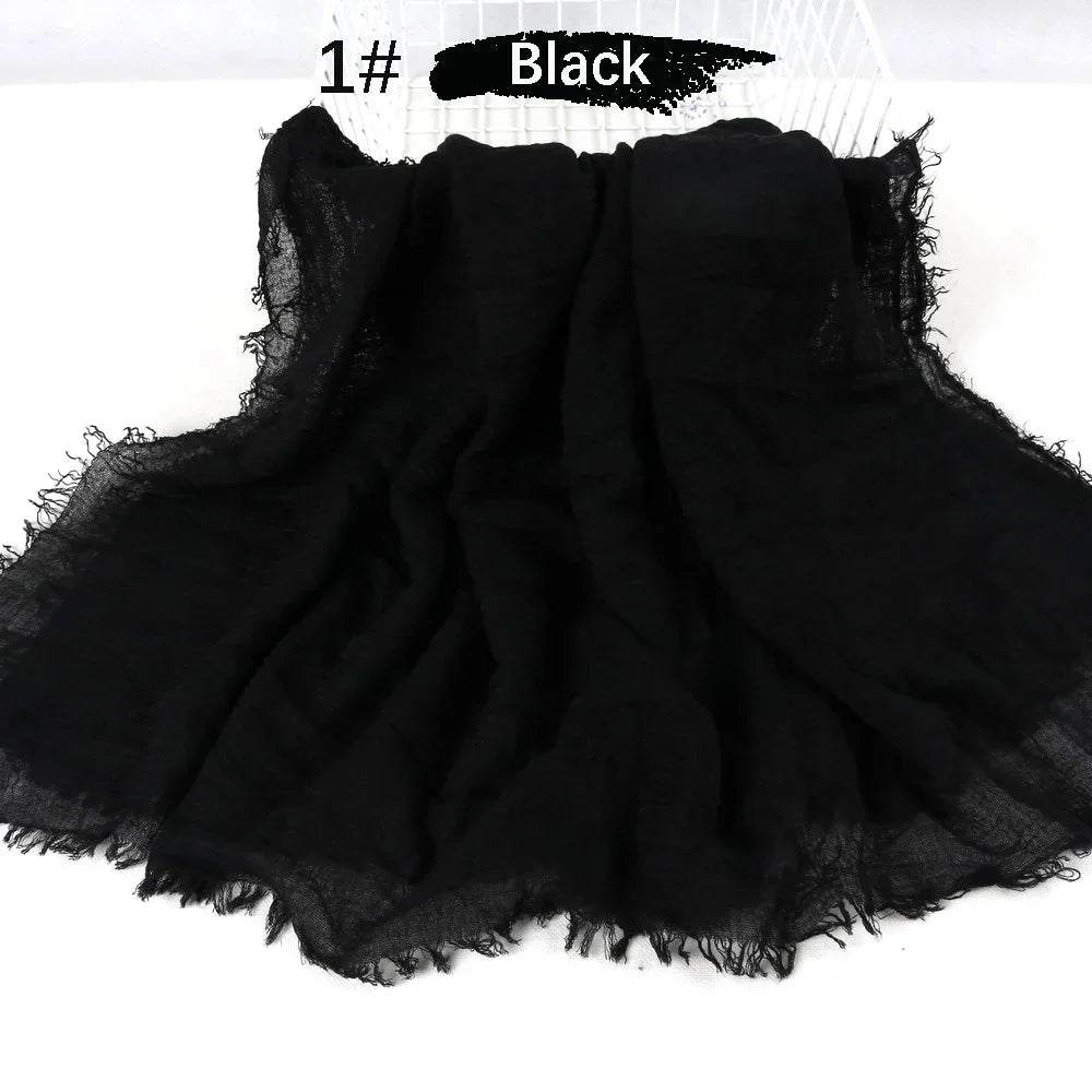 180X90CM Muslim Women Crinkle Hijab Soft Cotton Scarf