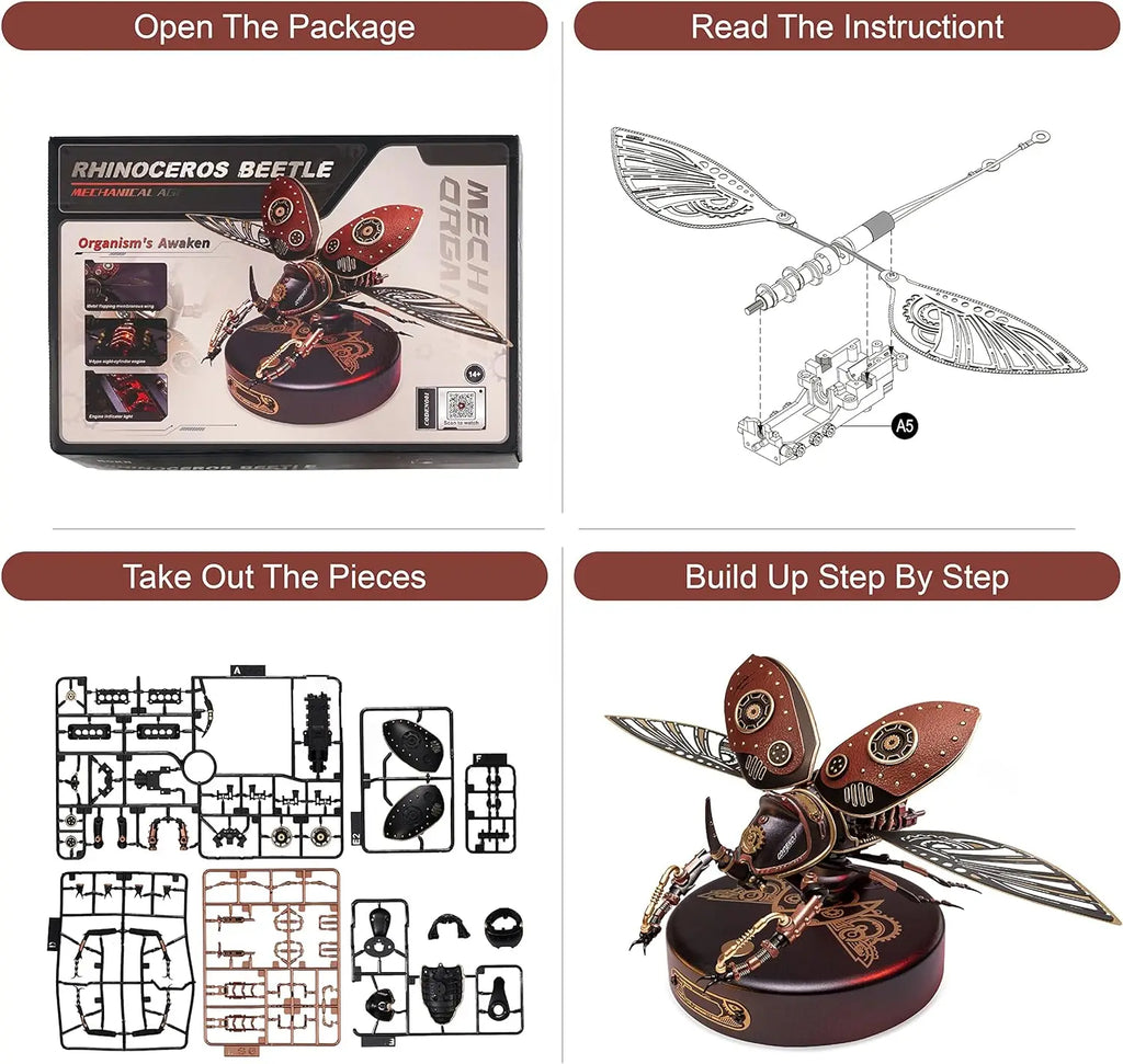 CowLost | fencing-barriers-robotime-rokr-rhinoceros-beetle-mechanical-3d-puzzle-model-kit |3