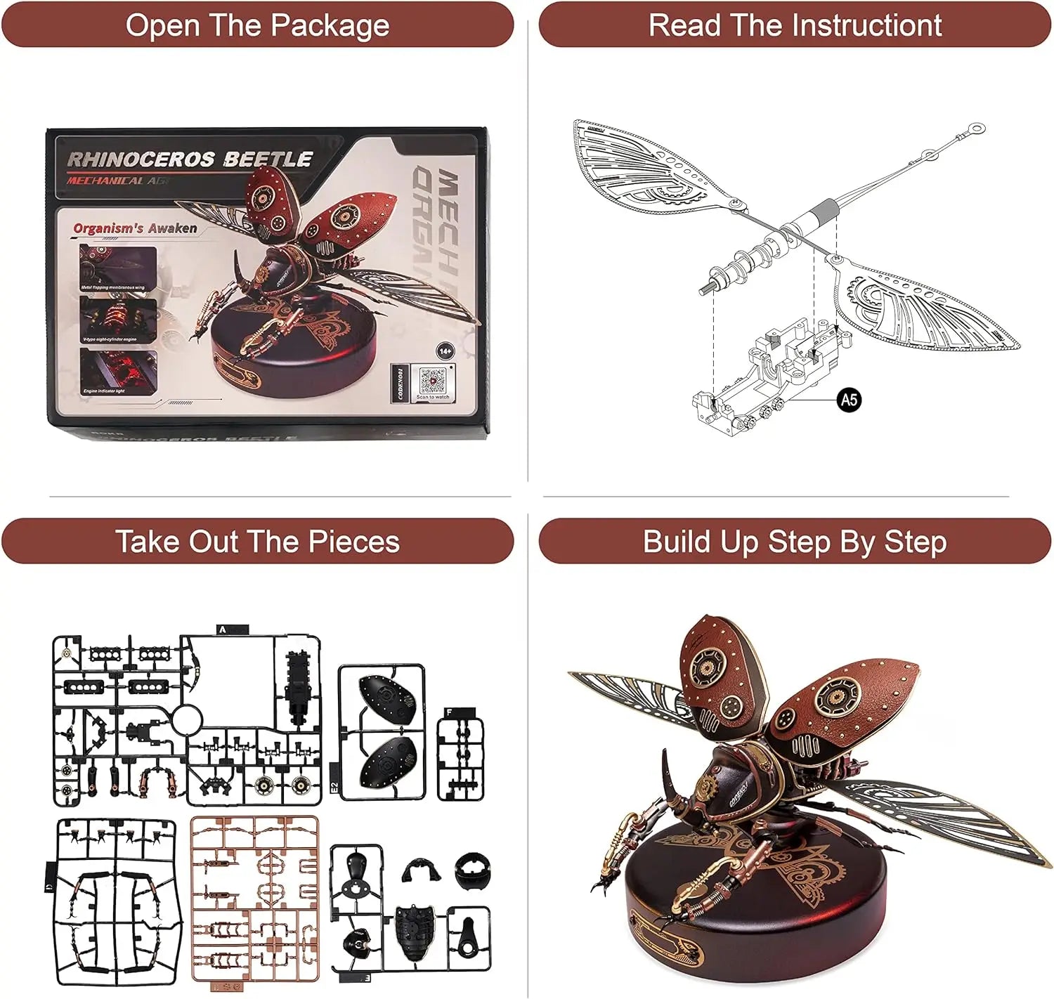 CowLost | fencing-barriers-robotime-rokr-rhinoceros-beetle-mechanical-3d-puzzle-model-kit |3