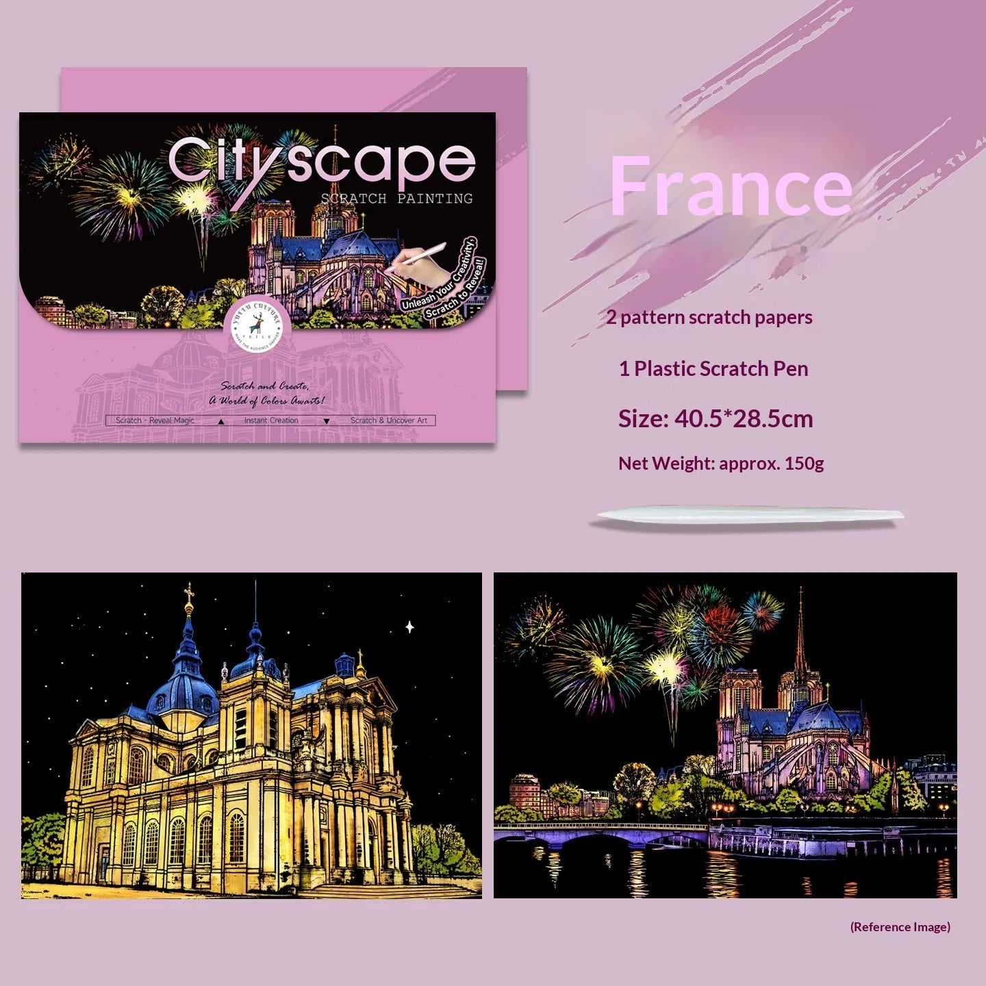 CowLost | product_id-2-pcs-diy-scratch-painting-set-famous-buildings-cityscape-night-view-40-5x28-5-cm |25