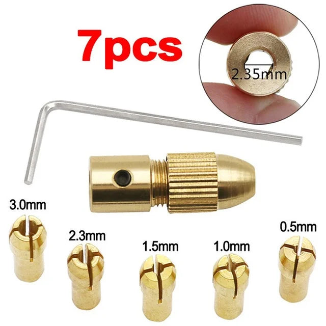 CowLost | product_id-7pcs-brass-mini-drill-chuck-set-keyless-quick-release-adapter-for-electric-motor-shaft |17