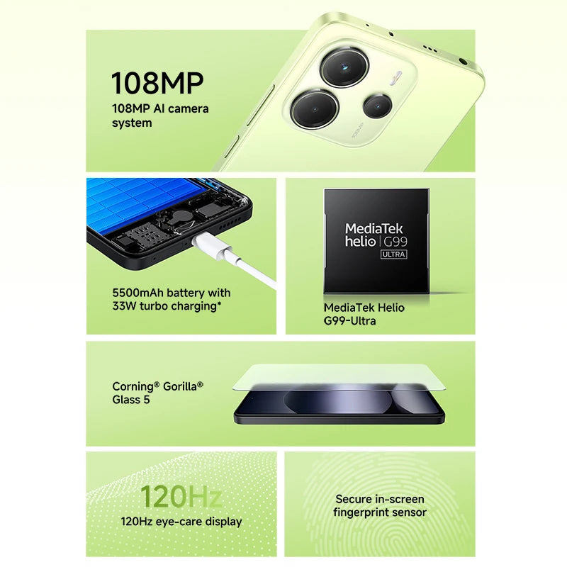 CowLost | xiaomi-redmi-note-14-smartphone-108mp-ai-camera-5500mah-6-67-120hz-amoled-display-mediatek-helio-g99-ultra |3