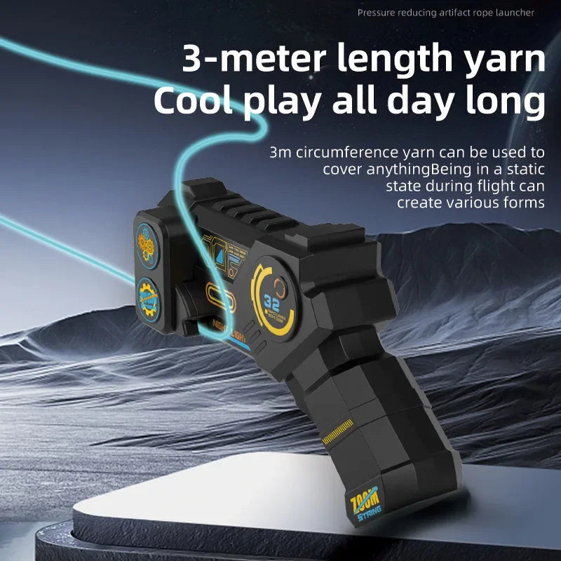 Glow in the Dark String Rope Launcher Portable Handheld Toy Gun Stress Relief Gift