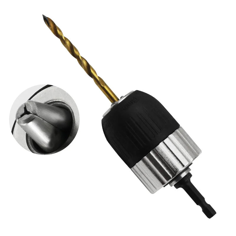 CowLost | keyless-self-locking-drill-chuck-adapter-2-13mm-3-8-24unf-hex-shank-quick-release-impact-ready-electric-drill-chuck-driver-tools |3