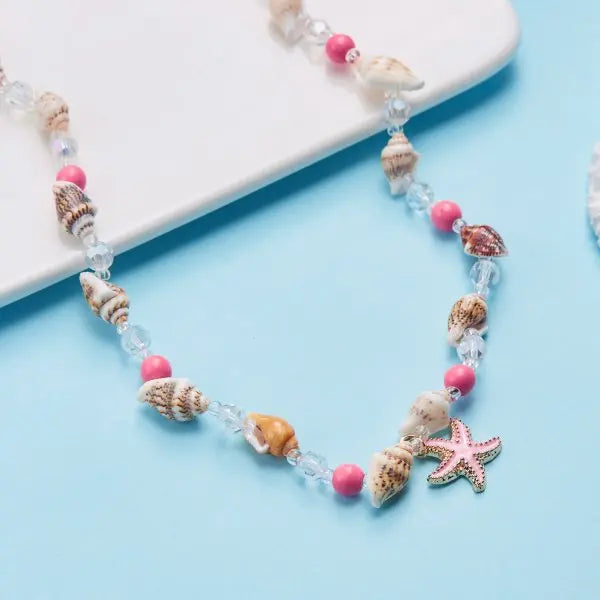 CowLost | bohemian-mixed-color-rice-beads-necklace-for-women-sea-shell-starfish-conch-pendant-beaded-clavicle-choker-beach-party-jewelry |15