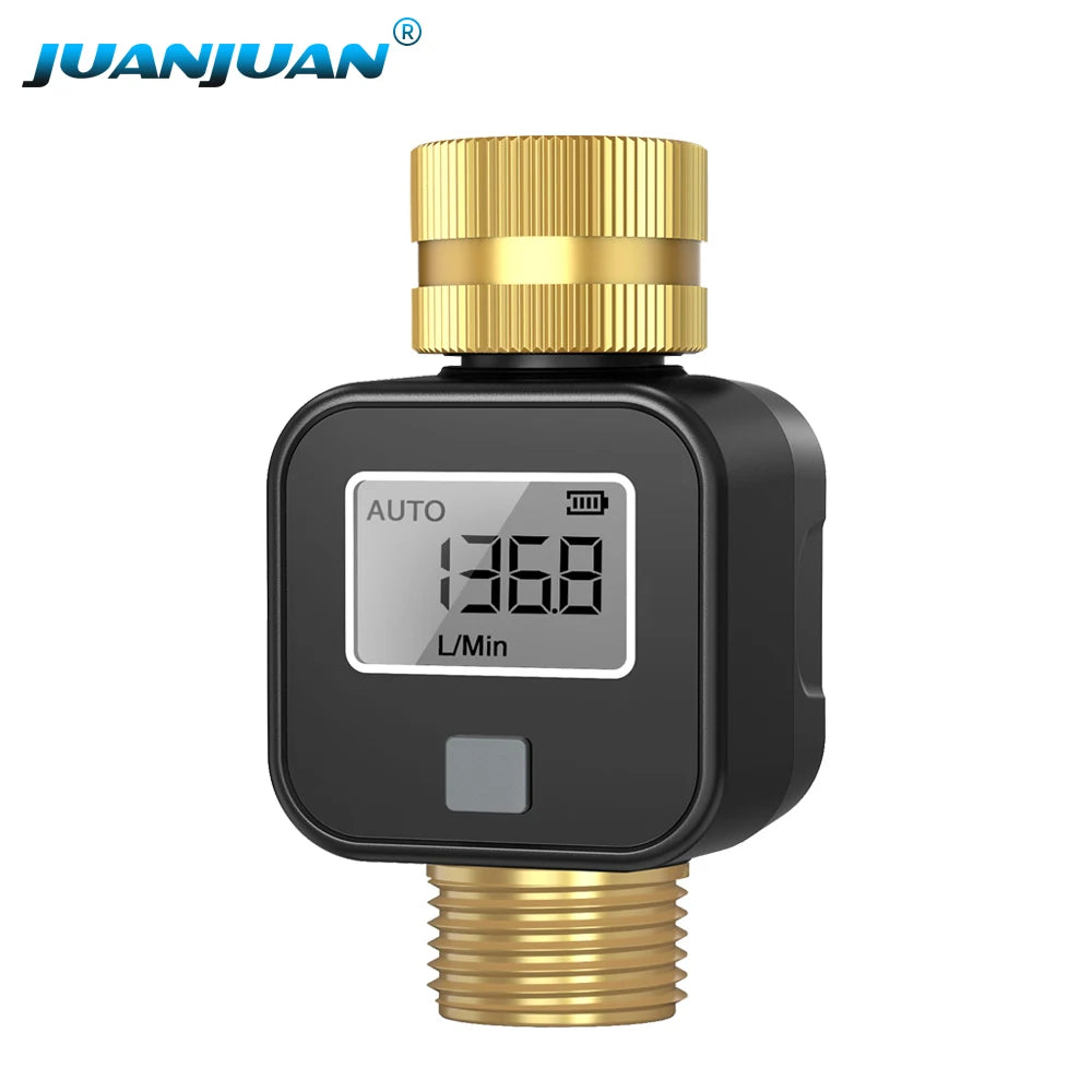 Waterproof 3/4" LCD Water Flow Meter for Irrigation Faucet Hose Sprinkler Outdoor Use