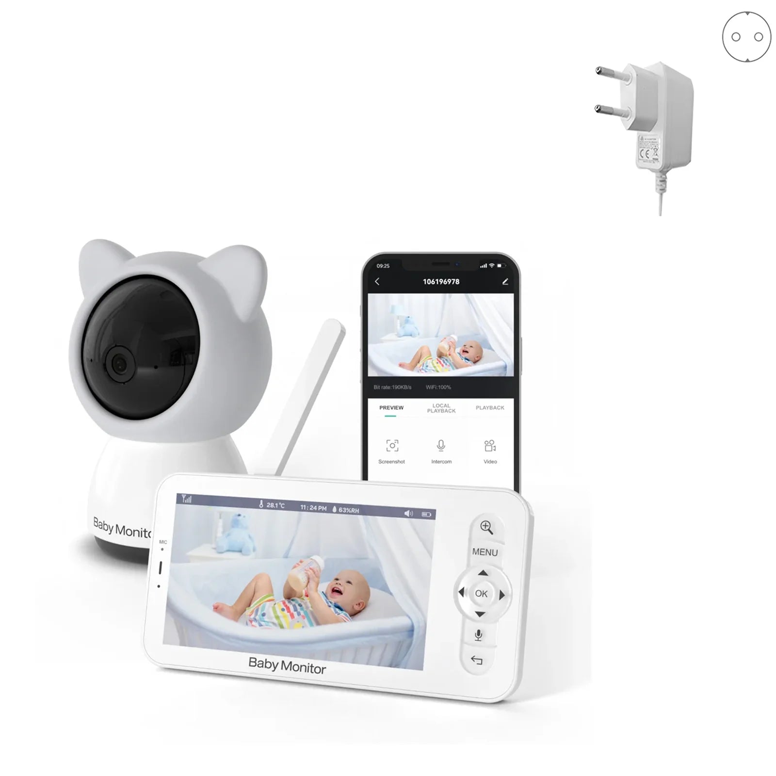 CowLost | baby-transport-accessories-babystar-5-inch-hd-wifi-baby-monitor-with-lcd-video-camera-and-mobile-app-control |7
