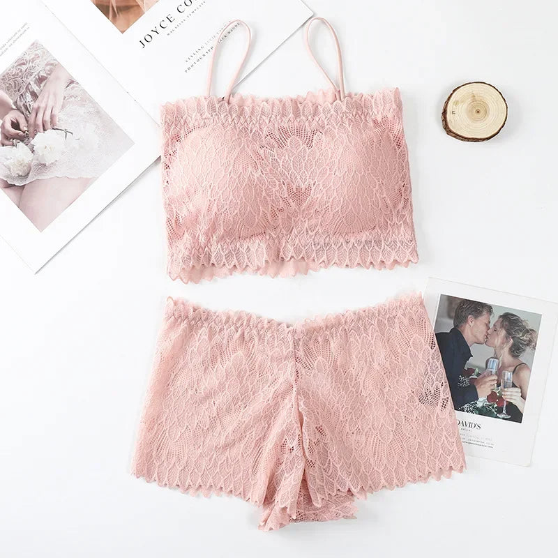 CowLost | product_id-women-s-lace-wireless-padded-tube-bra-low-rise-panty-set |20