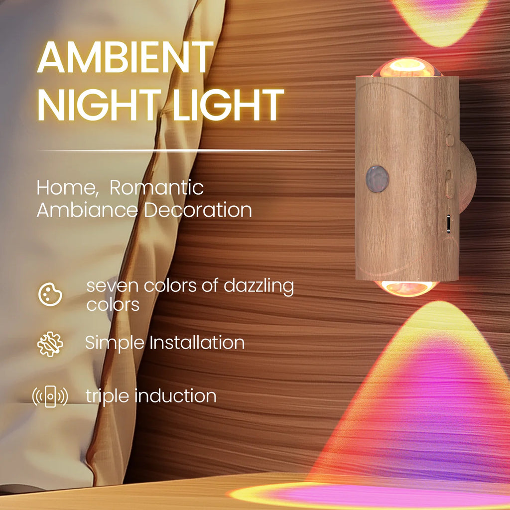 Rechargeable Motion Sensor Night Light with 3 Modes & 8 LED Effects for Indoor Use
