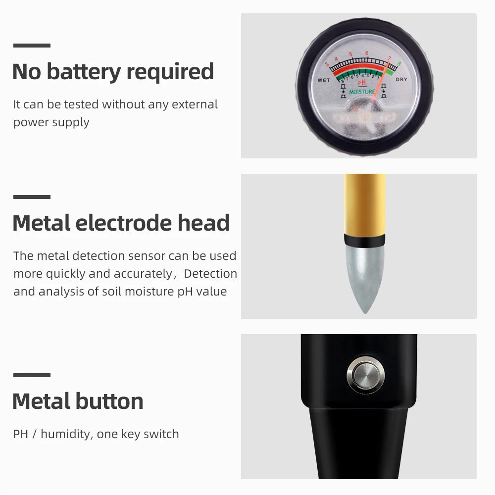 Handheld Digital Soil PH & Moisture Tester Waterproof Meter for Garden Plants